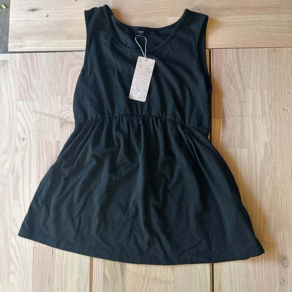 Cotton On Womens blouse Large Black Sleeveless Pullover Elastic Waist Casual
